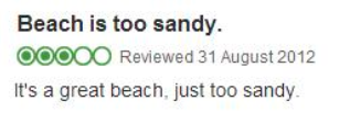 TripAdvisor review - Beach too sandy